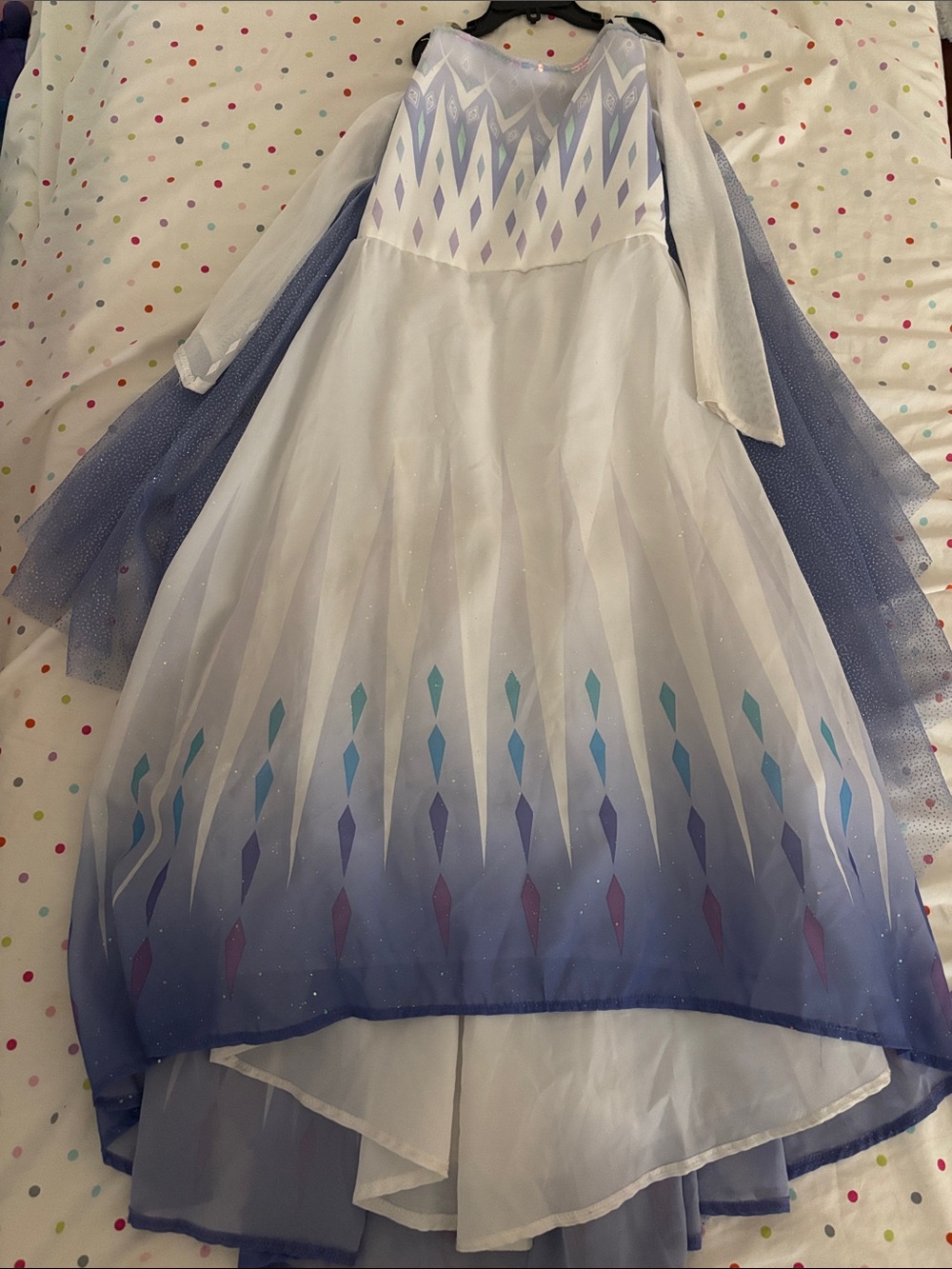 Girls White and Blue Sparkle Elsa  Dress